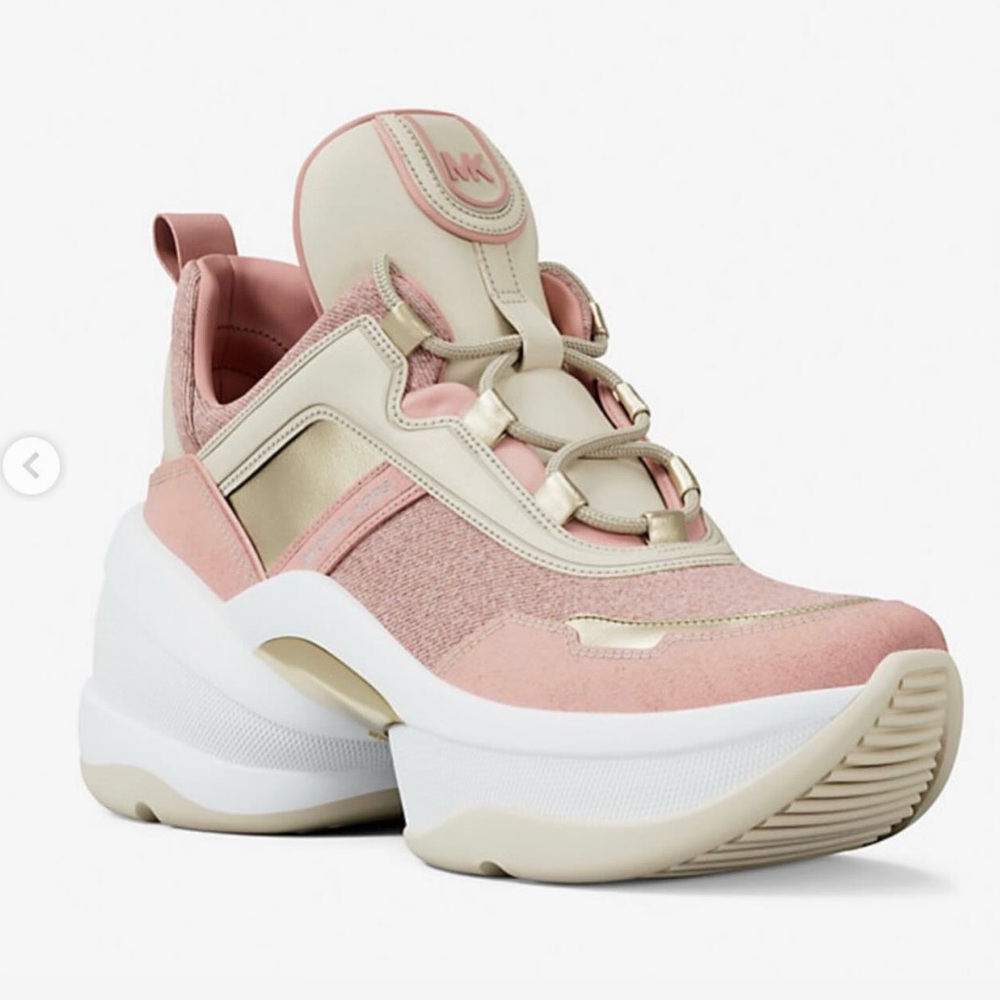 Michael Kors Blush Pink and Cream Platform Sneakers